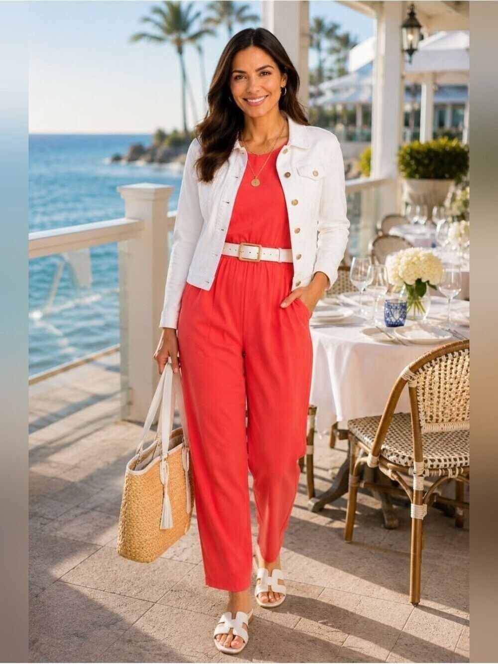 Halogen Coral Jumpsuit Size 2 Cap Sleeve Career Resort Vacation